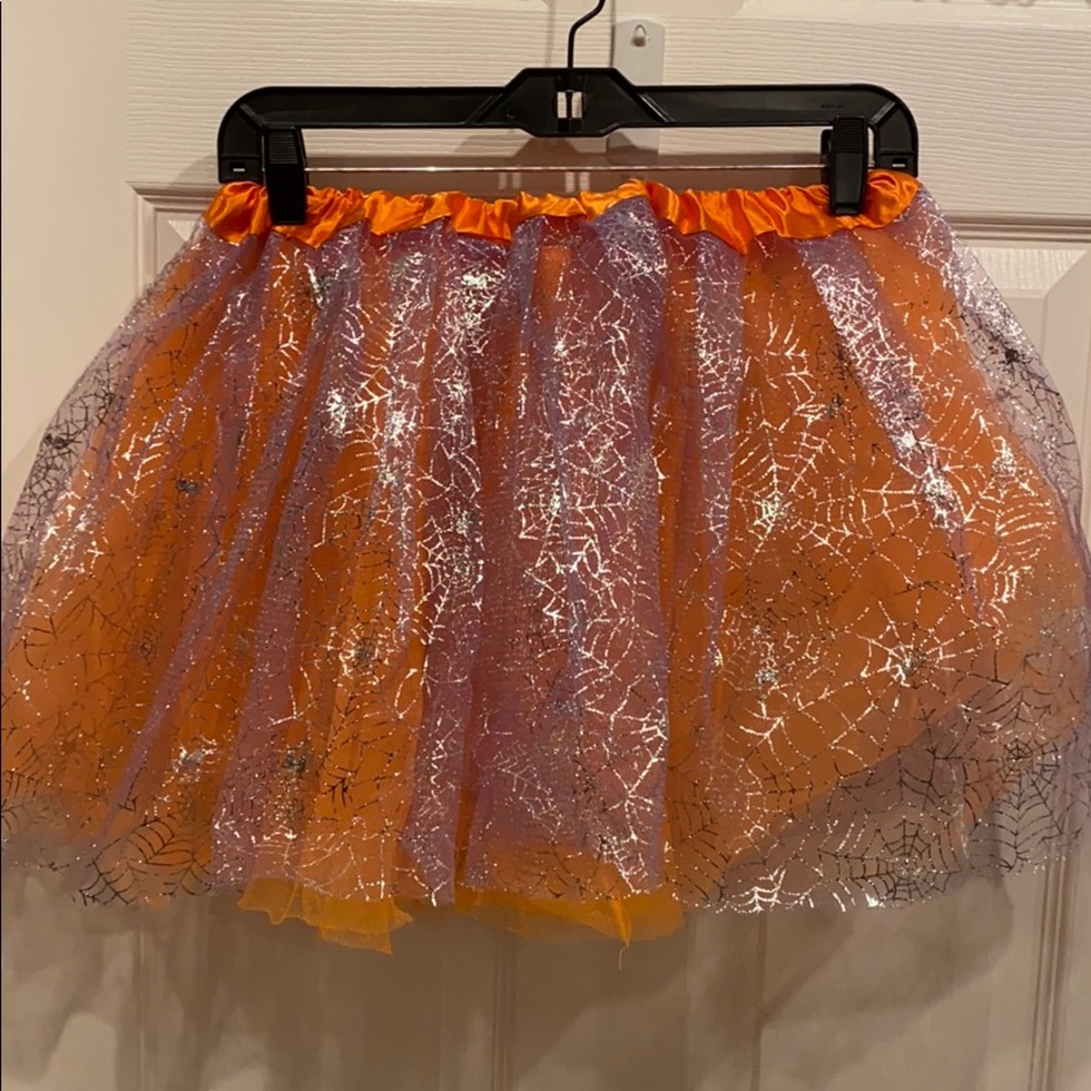 Orange and Purple Spooky Spider Tulle Skirt